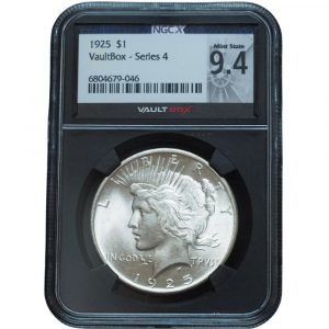 1925 Peace Dollar 9.4 Mint State NGC VaultBox Series 4