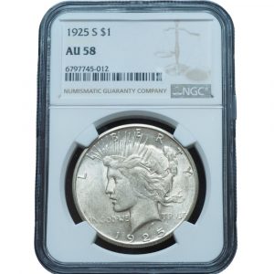 1925 S Peace Dollar AU58 NGC