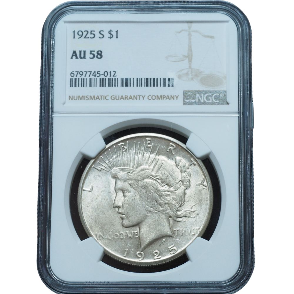 1925 S Peace Dollar AU58 NGC 012