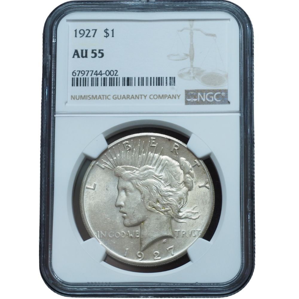 1927 Peace Dollar AU55 NGC 002