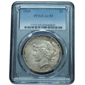 1928 Peace Dollar AU53 PCGS