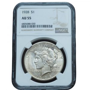 1928 Peace Dollar AU55 NGC