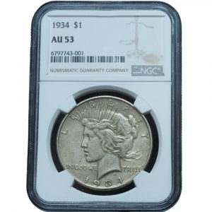 1934 Peace Dollar AU53 NGC