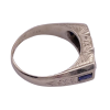 Art Deco Diamond and Sapphire Mens Unisex Band Ring 18K White Gold .90 Carat TGW top and side