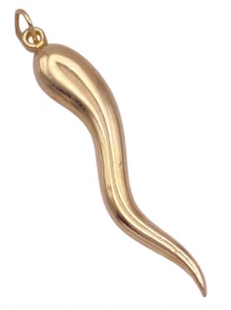 BIG Italian Horn Pendant 14K Gold, Protection Amulet