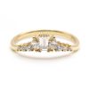 Boho Baguette Curved Diamond Band Yellow Gold