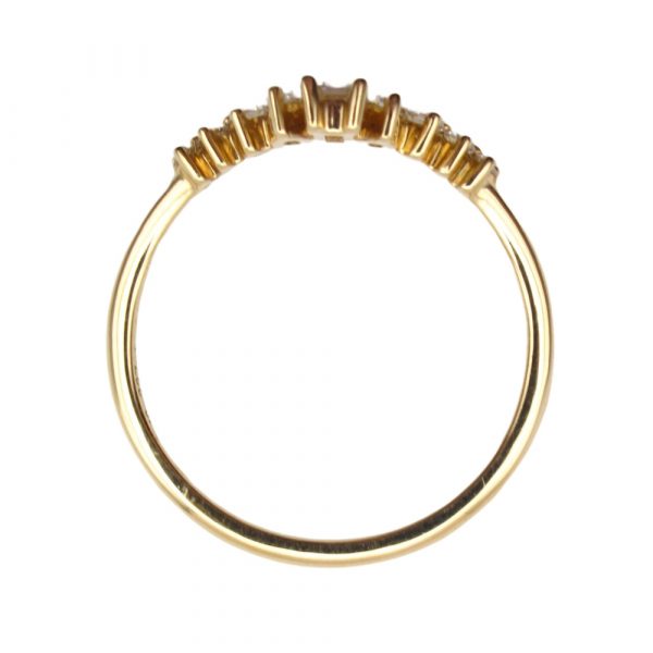 Boho Baguette Curved Diamond Band Yellow Gold Profile
