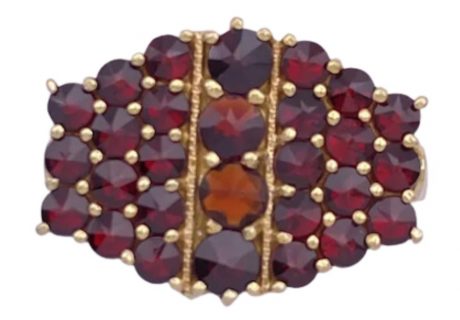 Czech Bohemian Garnet Ring Gold on 900 Silver 3.36 Carat TW
