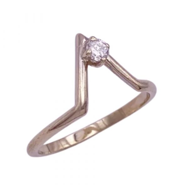 Diamond Accent Chevron Ring 14K White Gold .12 Carat VS Quality side view