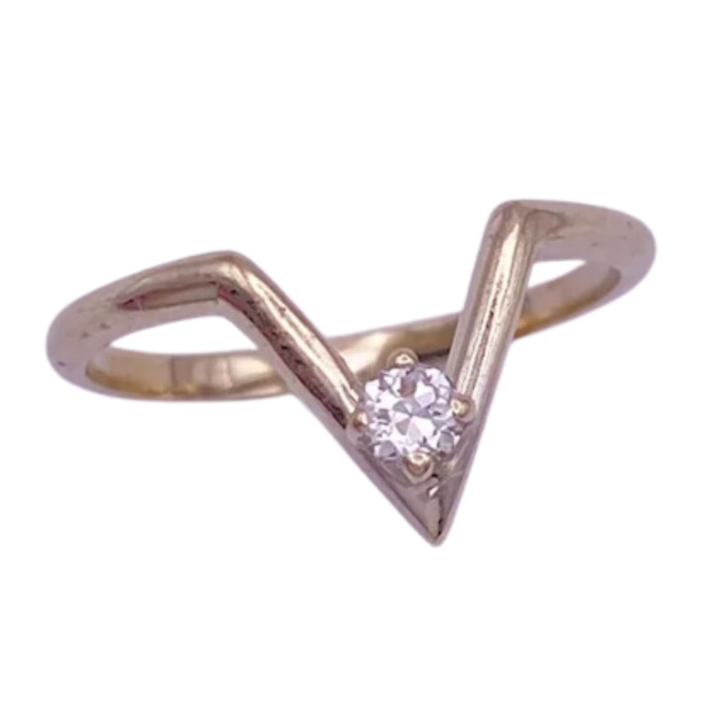 Diamond Accent Chevron Ring 14K White Gold .12 Carat VS Quality