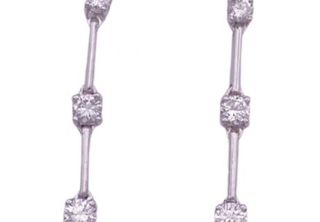 Diamond Dangle Earrings 14K White Gold .64 Carat TW VS Quality