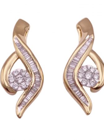 Diamond Drop Earrings 14K Two-Tone Gold 1.02 Carat TW