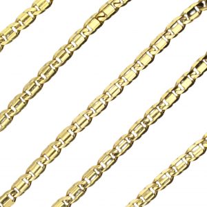 Fancy Beveled Flat Chain Link Necklace 14K Yellow Gold ~ 21 1/2" ~ 20.6 Grams Chain