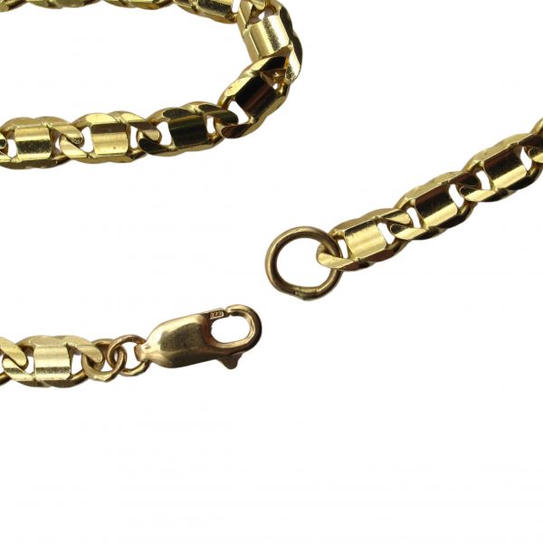 Fancy Beveled Flat Chain Link Necklace 14K Yellow Gold ~ 21 1/2" ~ 20.6 Grams Clasp Hallmark