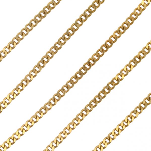 Flat Curb / Cuban Chain Link Necklace 14K Yellow Gold Links