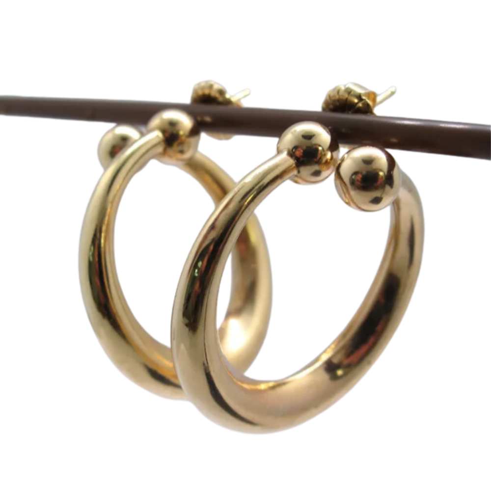 Funky Ball Hoops14k Yellow Gold