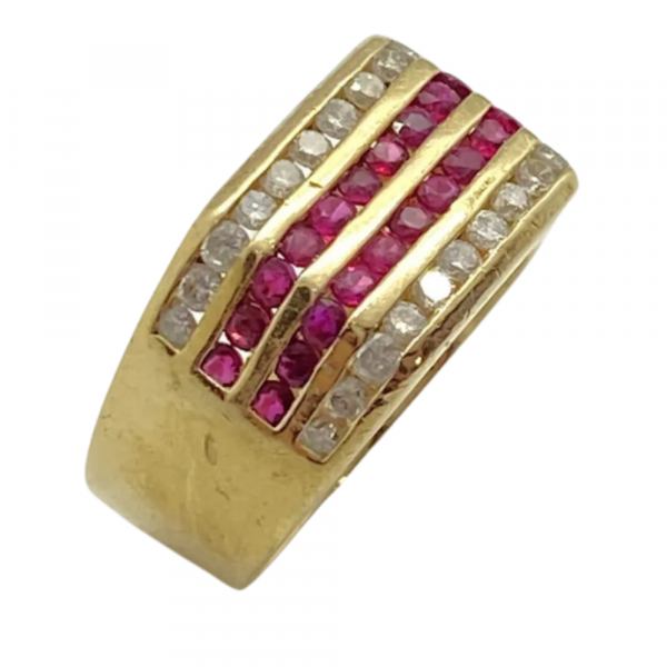 Handsome Ruby and Diamond Mens Ring 14K Gold 1.68 Carats TGW side view