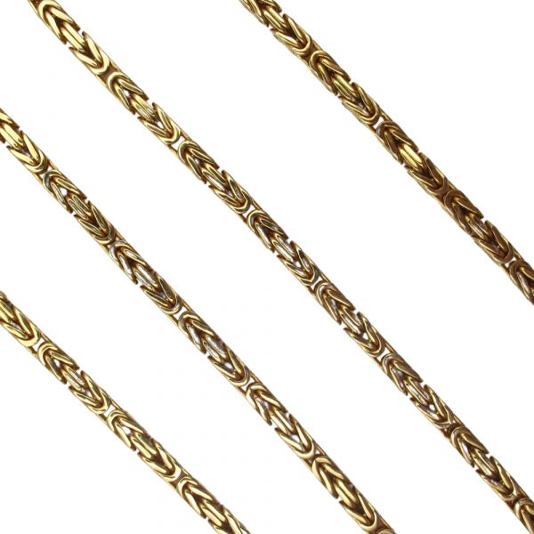 Heavy Solid Byzantine Squared Chain Link Necklace 14K Yellow Gold ~ 20 1/4" ~ 37.6 Grams Links