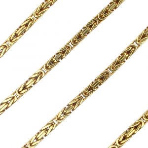 Heavy Solid Byzantine Squared Chain Link Necklace 14K Yellow Gold ~ 20 1/4" ~ 37.6 Grams Link