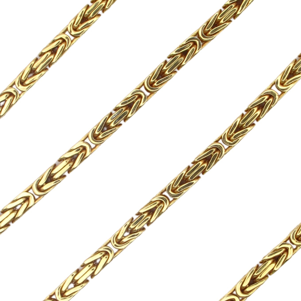 Heavy Solid Byzantine Squared Chain Link Necklace 14K Yellow Gold ~ 20 1/4″ ~ 37.6 Grams