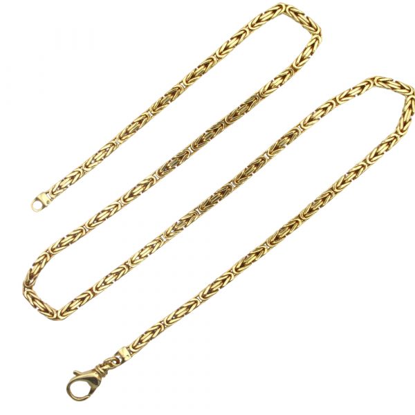 Heavy Solid Byzantine Squared Chain Link Necklace 14K Yellow Gold ~ 20 1/4" ~ 37.6 Grams Overall