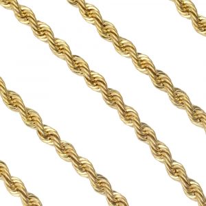 Heavy Solid Rope Chain Link Necklace 14K Yellow Gold Front