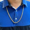 Heavy Solid Rope Chain Link Necklace 14K Yellow Gold Lifestyle