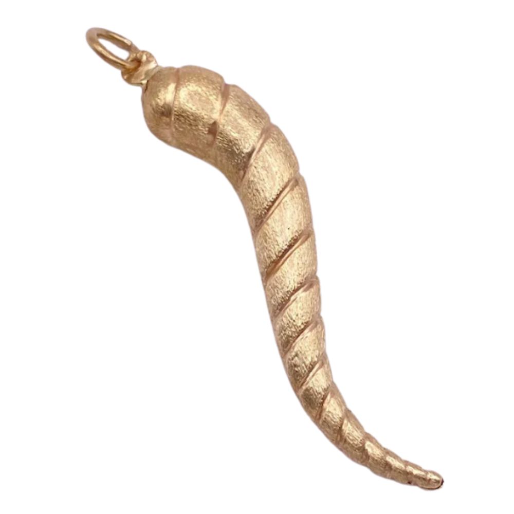 Huge Italian Horn Pendant 14K Gold, Protection Amulet