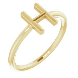 Initial Stack Rings Yellow Gold