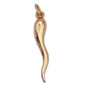 Italian Horn Cornicello Vintage Charm 14K Gold Three-Dimensional, Protection Amulet (1)