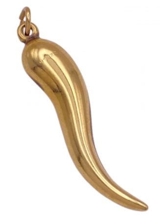 Italian Horn / Cornicello Vintage Charm 14K Gold Three-Dimensional, Protection Amulet