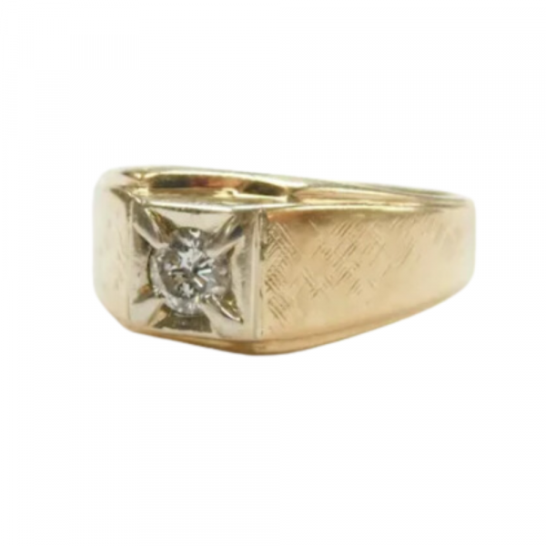 Men's Diamond .35 Carat Solitaire Ring 10k Gold Two-Tone skewed view
