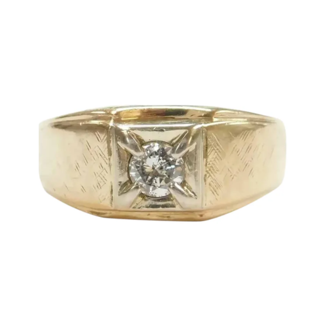 Men’s Diamond .35 Carat Solitaire Ring 10k Gold Two-Tone