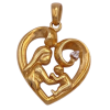 Mom and Baby Heart Pendant Charm 14K Gold Diamond Accent