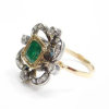 Natural Emerald and Diamond 1.76 ctw Georgian Ring 14k Gold and Silver side