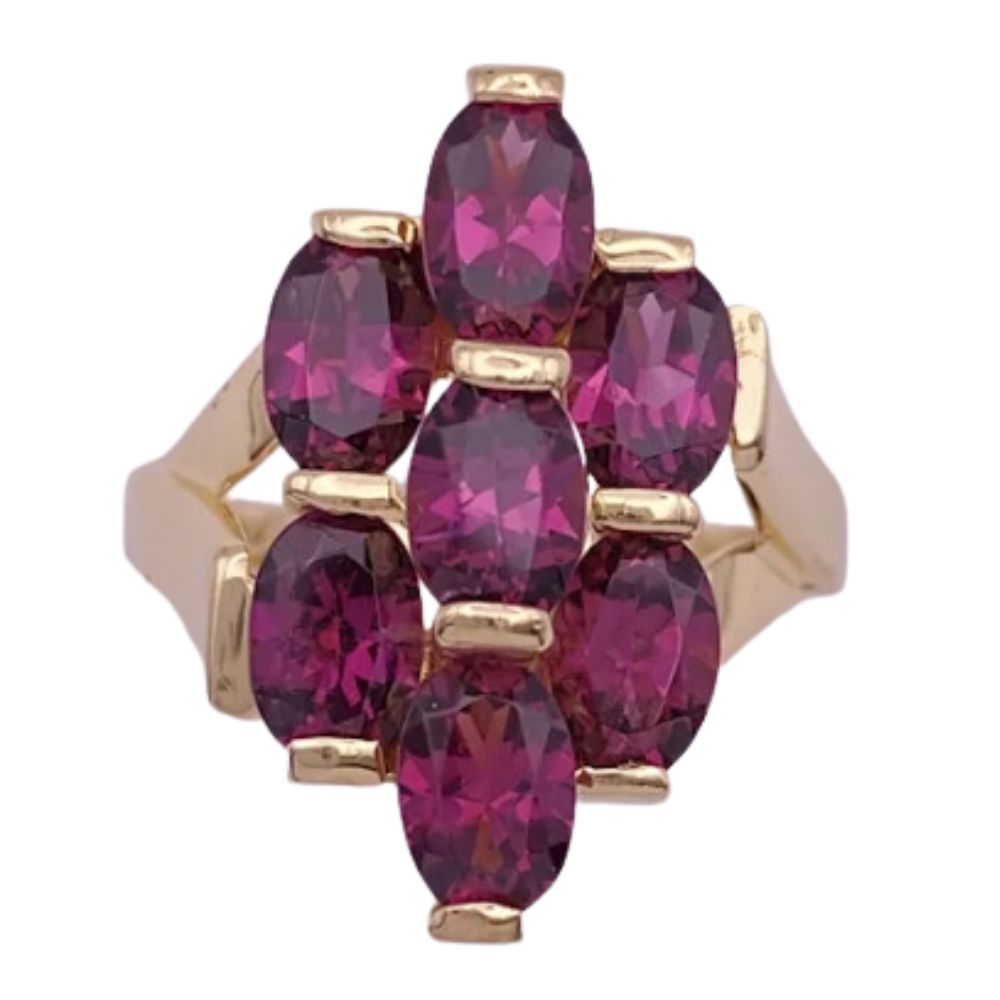 Pink Tourmaline Cluster Ring 3.50 Carats TW 14K Gold