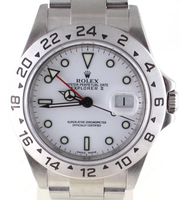 Pre-Owned Rolex Explorer II Polar (2004) Stainless Steel 16570 Front Close