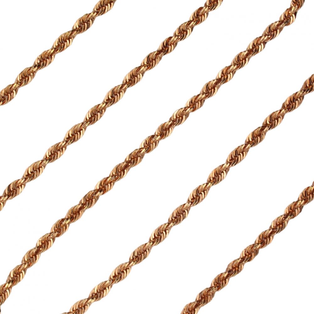 Rope Chain Link Necklace 14K Rose Gold ~ 21″ ~ 4.7 Grams