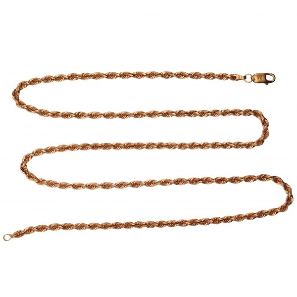 Rope Chain Link Necklace 14K Rose Gold Overall