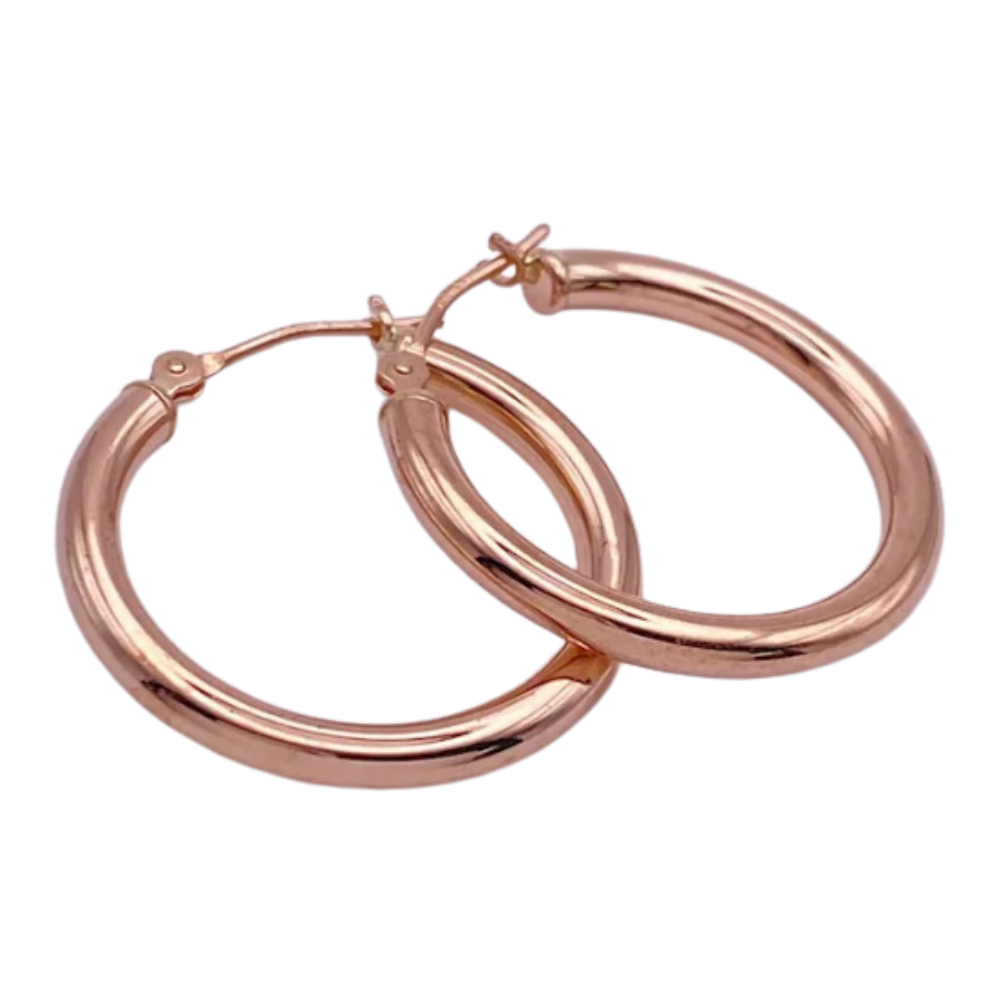 Rose Gold 14K Hoop Earrings Tubular Design