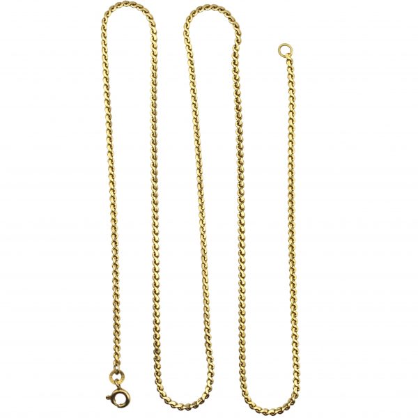 Serpentine Flat Chain Link Necklace 18K Yellow Gold Chain Overall