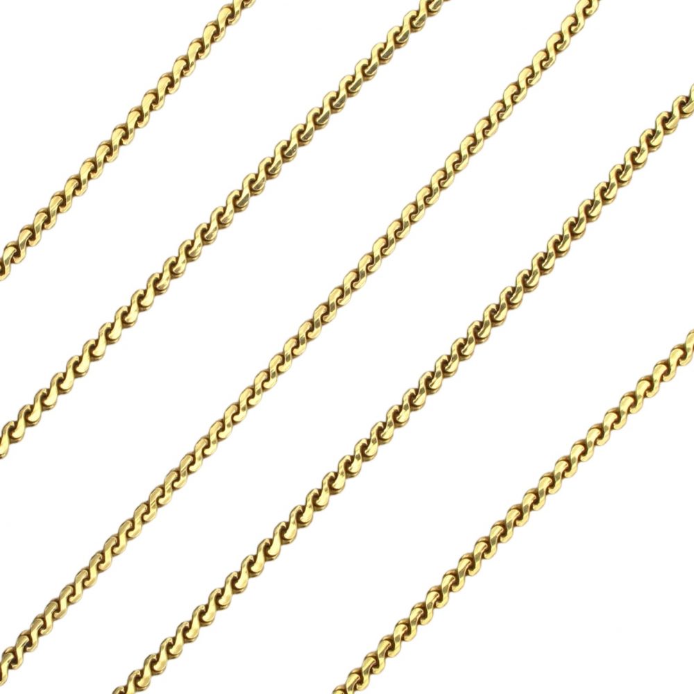 Serpentine Flat Chain Link Necklace 18K Yellow Gold ~ 24″ ~ 12.1 Grams