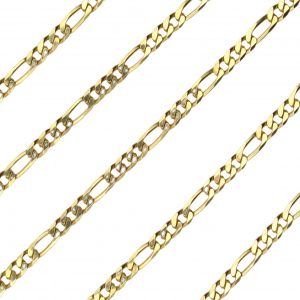 Solid Figaro Flat Chain Link Necklace 14K Yellow Gold ~ 24" ~ 15.9 Grams Front