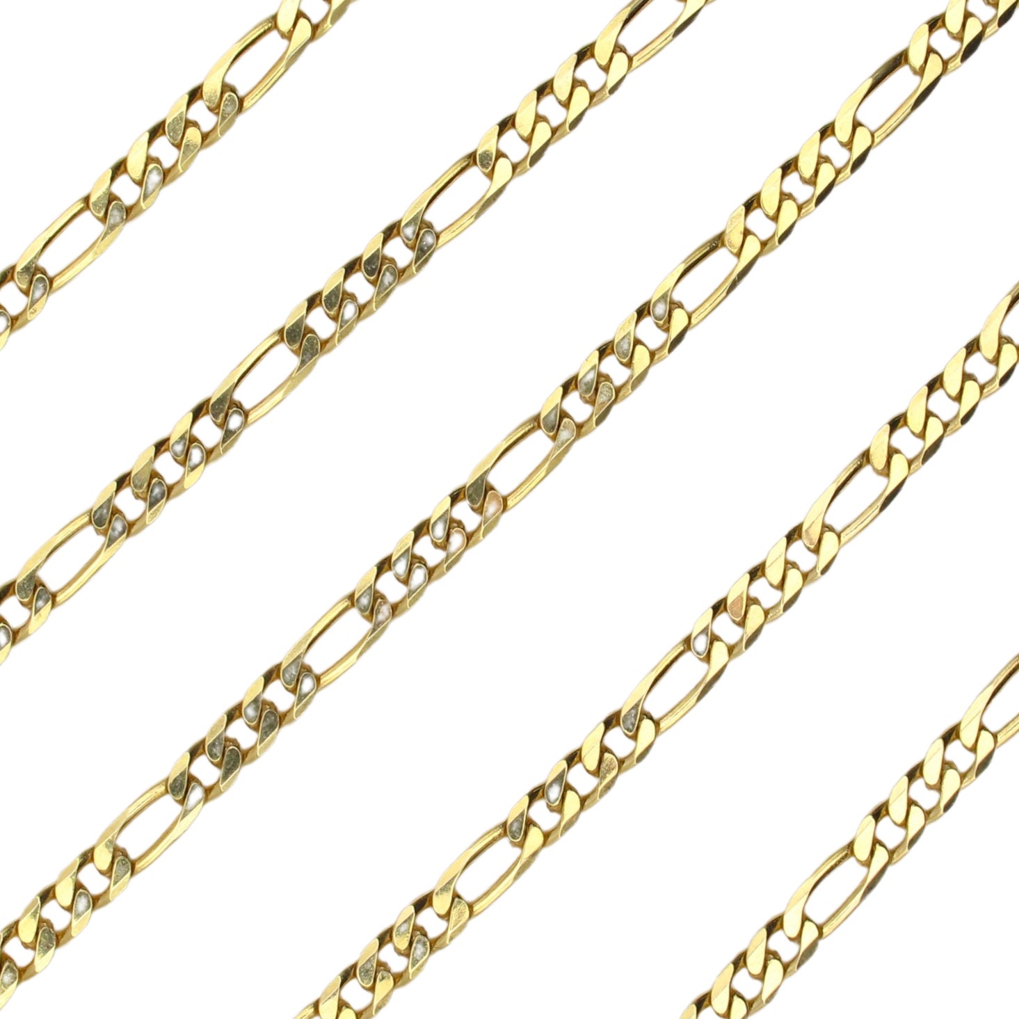 Solid Figaro Flat Chain Link Necklace 14K Yellow Gold ~ 24″ ~ 15.9 Grams