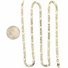 Solid Figaro Flat Chain Link Necklace 14K Yellow Gold ~ 24