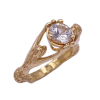 Unique Custom Double MERMAID Ring 14K Gold Solitaire White Spinel 1.33 Carat side