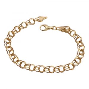 Vintage Double Link Charm Bracelet 14K Gold