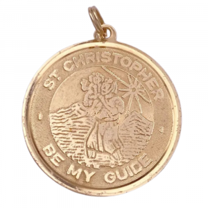 Vintage Faith Pendant or Charm 14K Gold, St Christopher Be My Guide