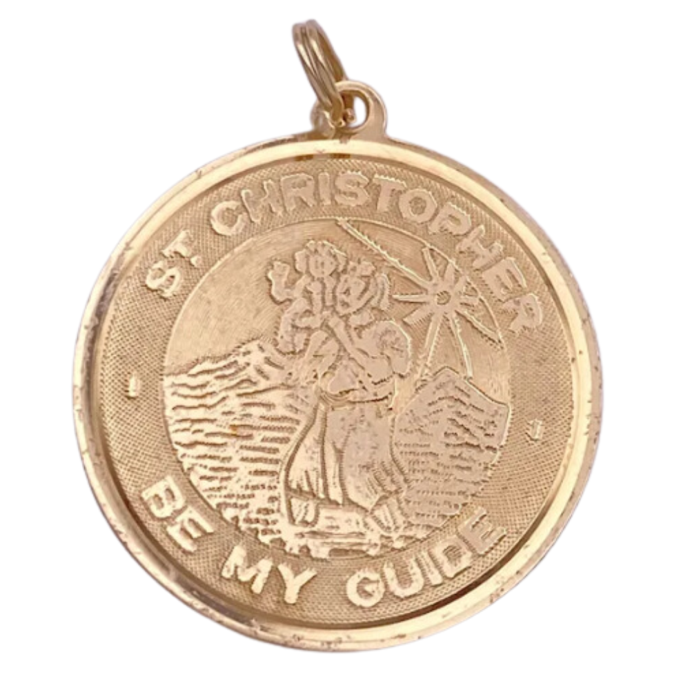 Vintage Faith Pendant or Charm 14K Gold St Christopher Be My Guide