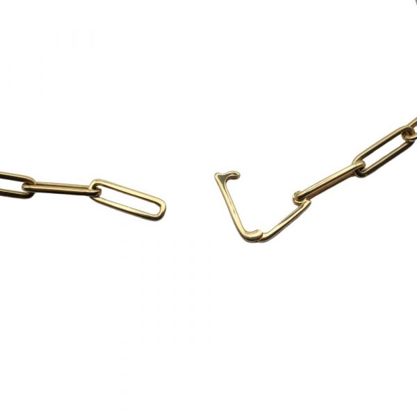 1 Carat Diamond Paperclip Link Chain Yellow Gold Clasp 2